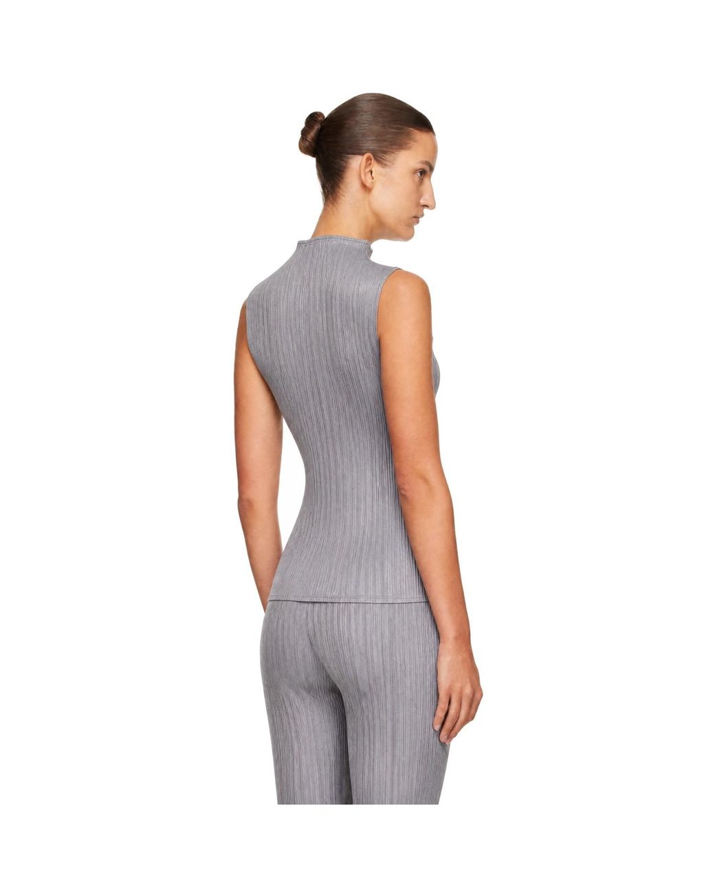 Pleats Please Issey Miyake Gray Basics Turtleneck Top