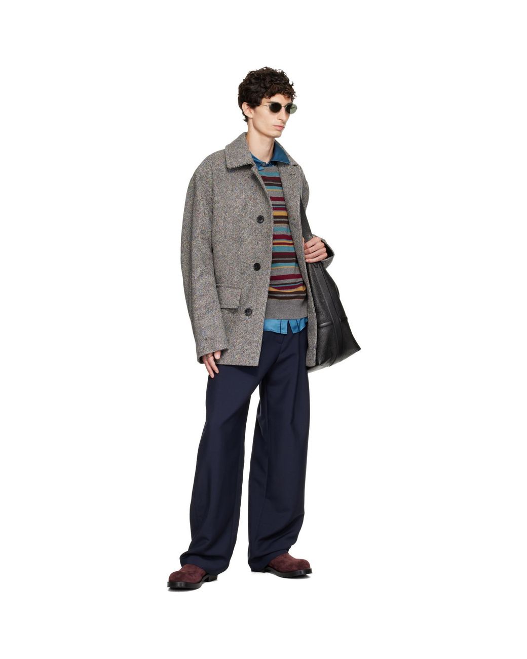 Dries Van Noten Gray Wool Tweed Jacket for men
