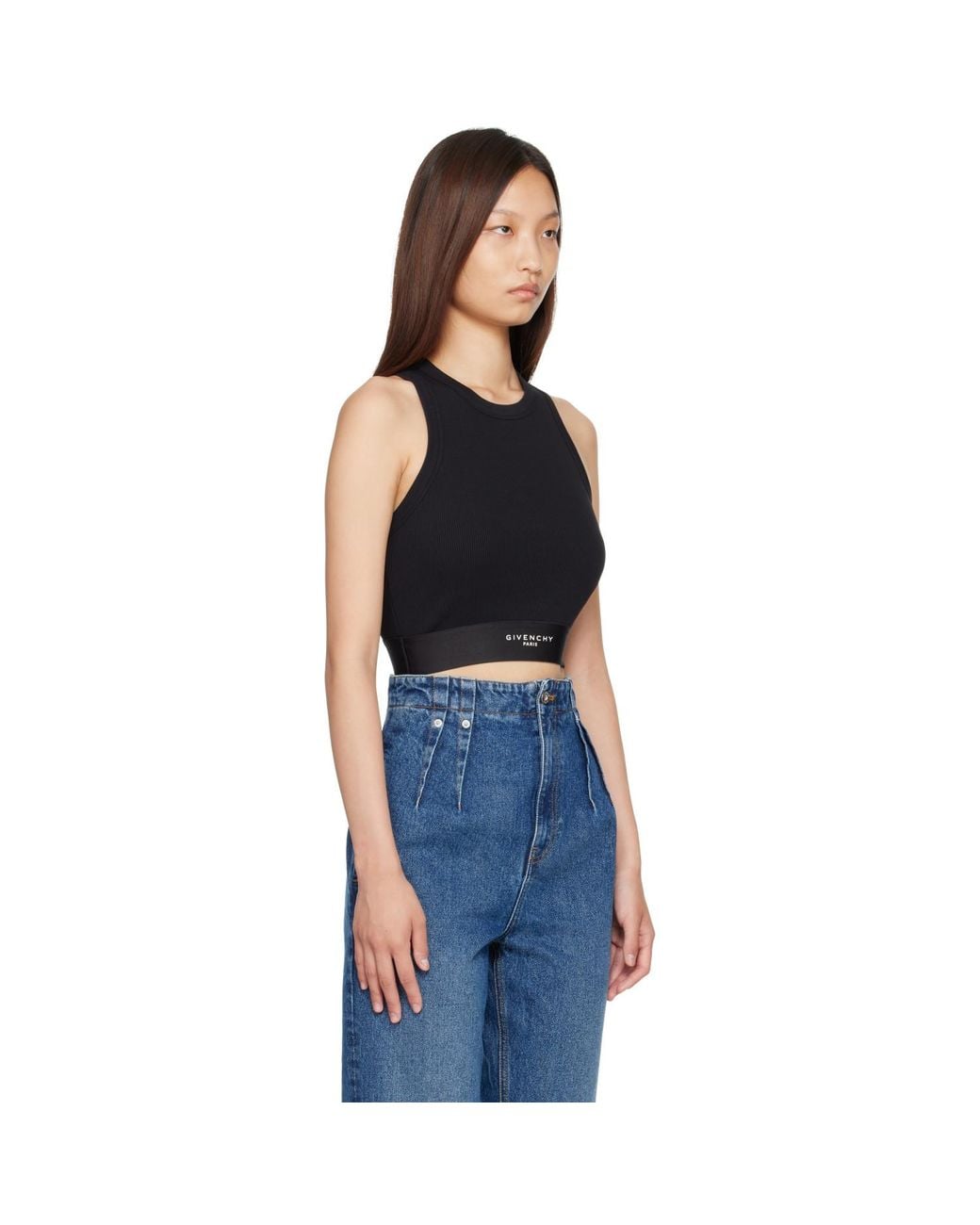 Givenchy Blue Cropped Cotton Tank Top