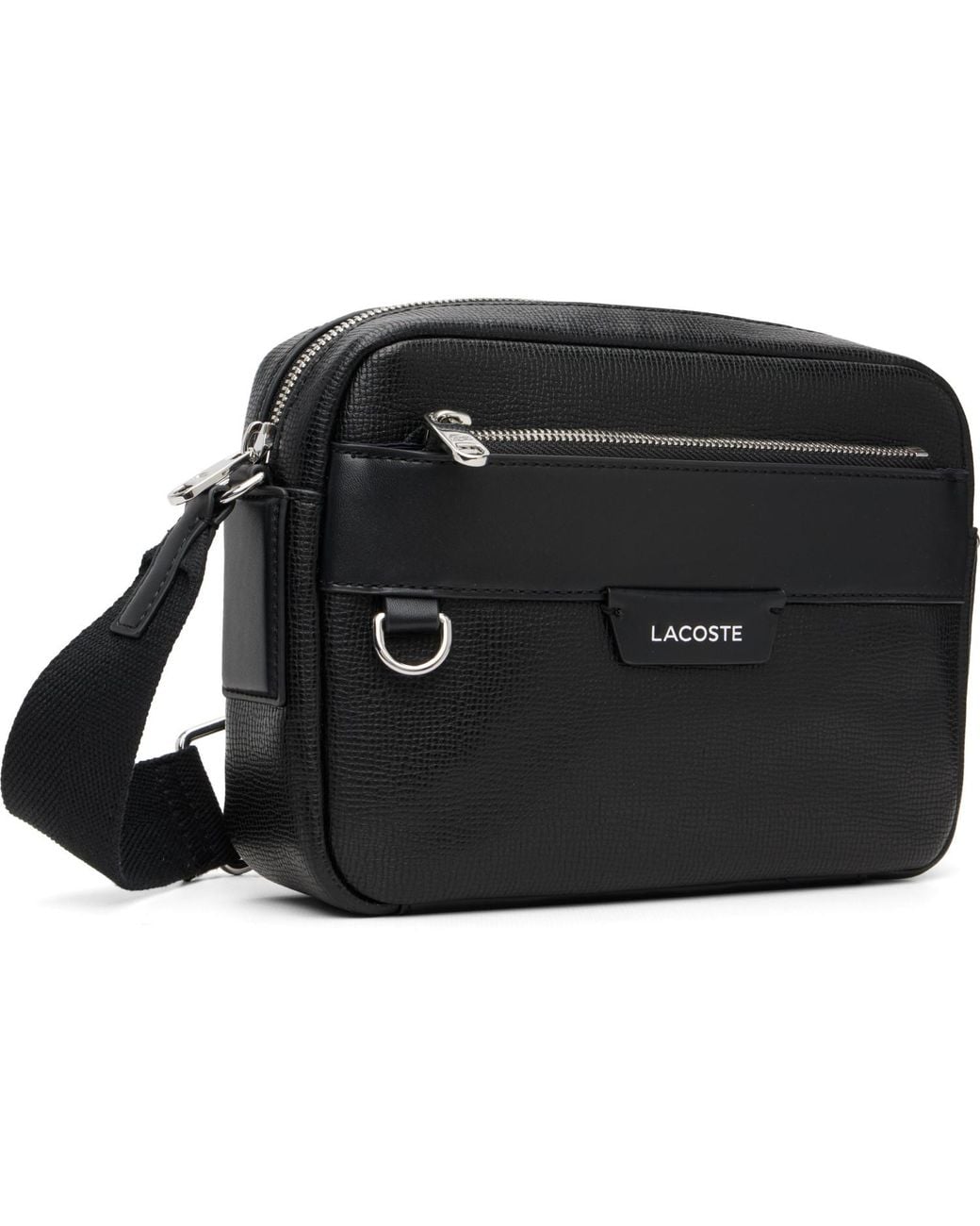 Lacoste Black Ossian Leather Reporter Bag for men
