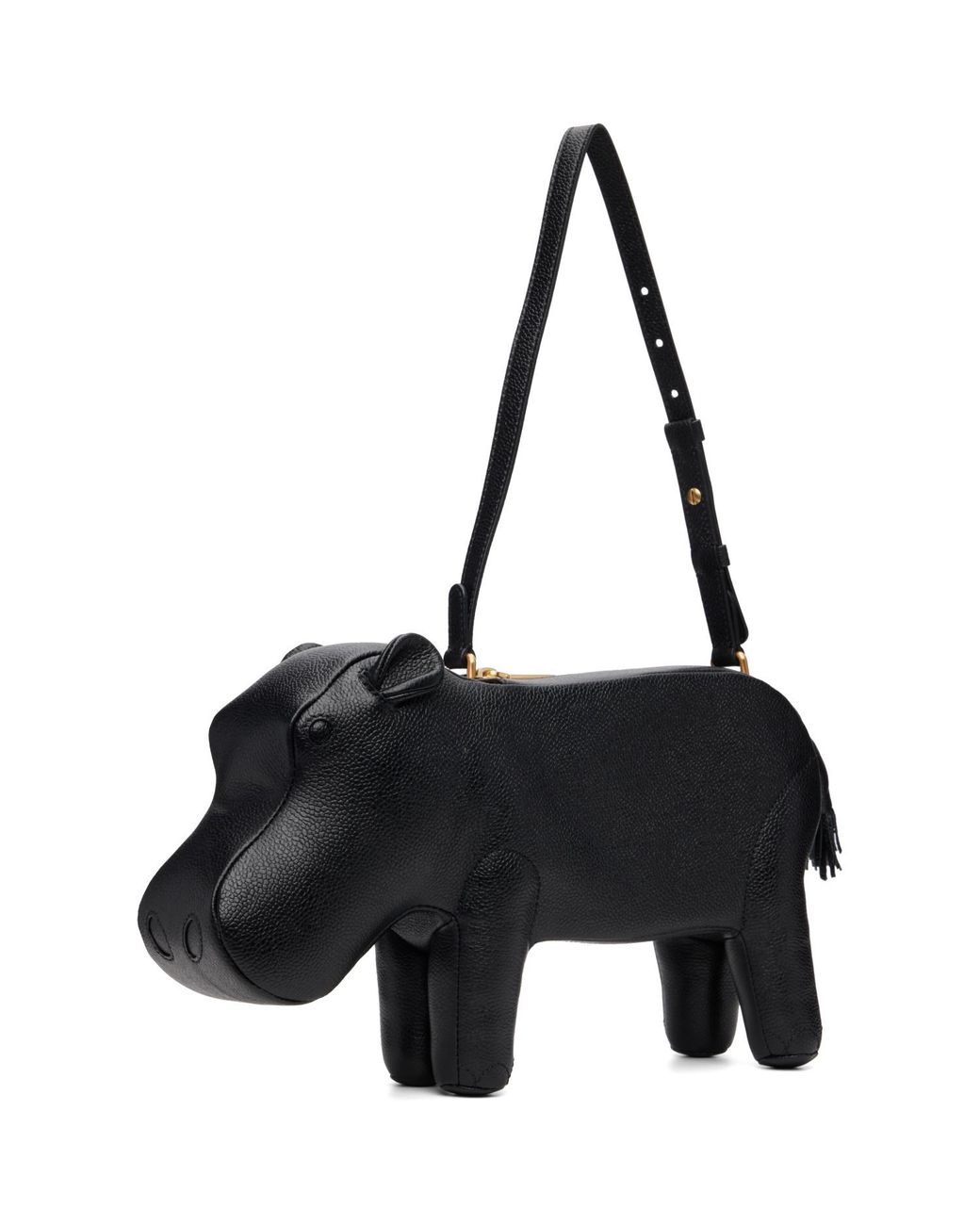 Thom Browne Black Pebble Grain Hippo Baguette Bag for men