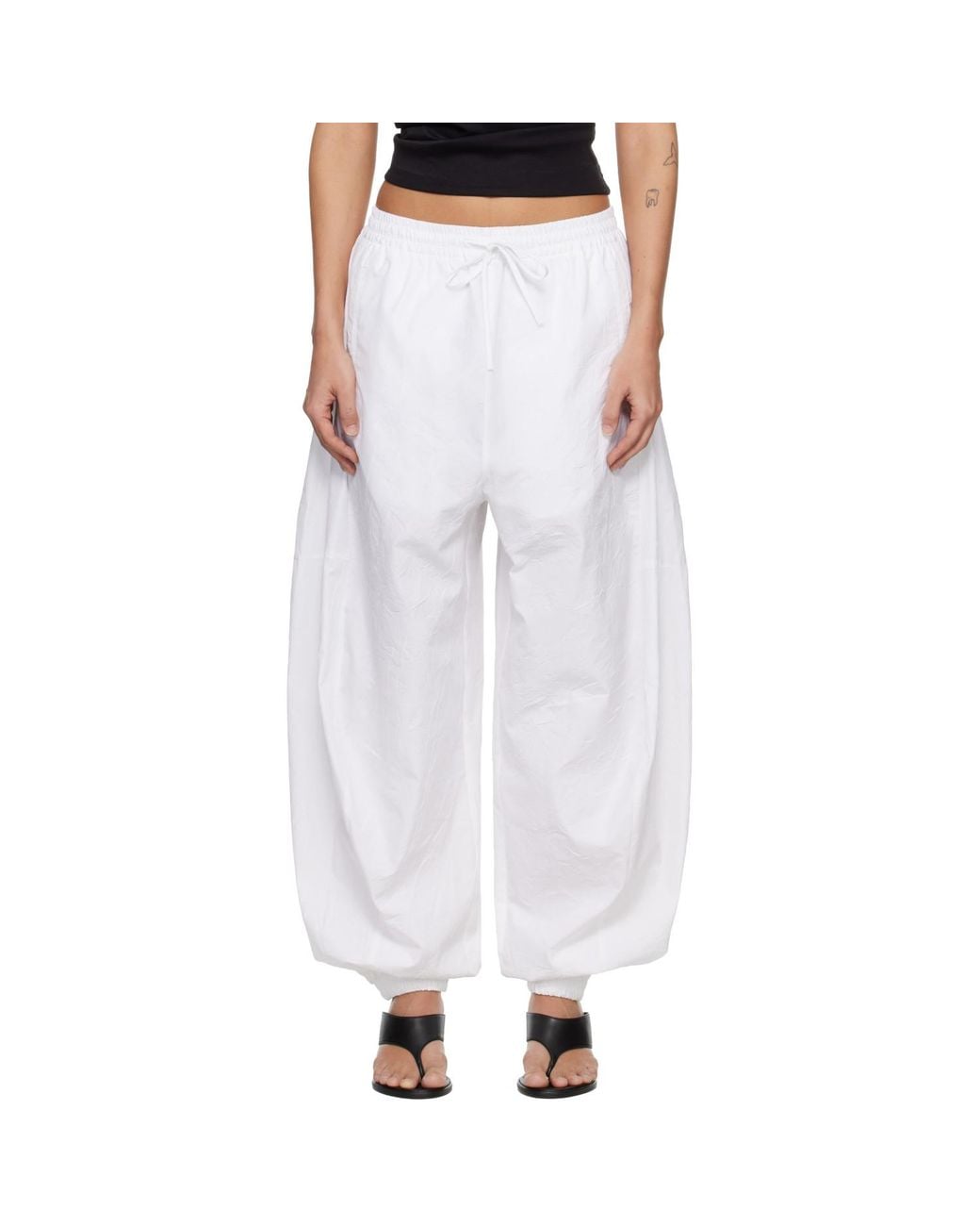 Rohe White Volume Crushed Cotton Trousers