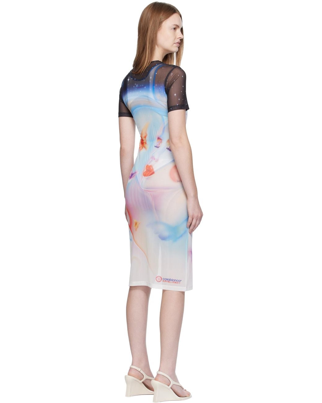 Casablanca Multicolor Printed Mesh Dress