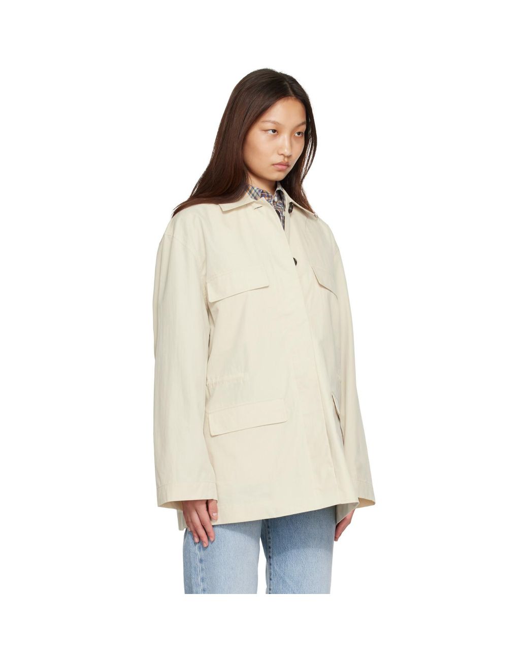 Totême Natural Off- Collared Drawstring Jacket