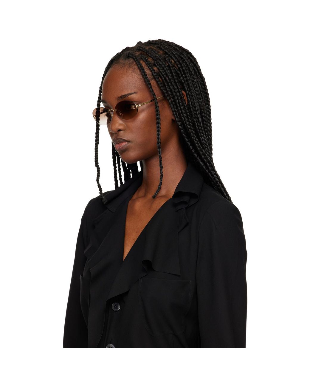 Cartier Black Signature C Oval Rimless Sunglasses