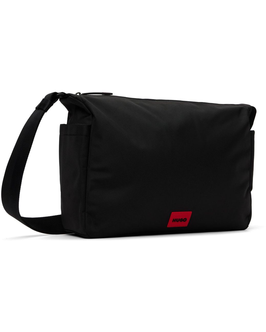 HUGO Black Canvas Messenger Bag for men
