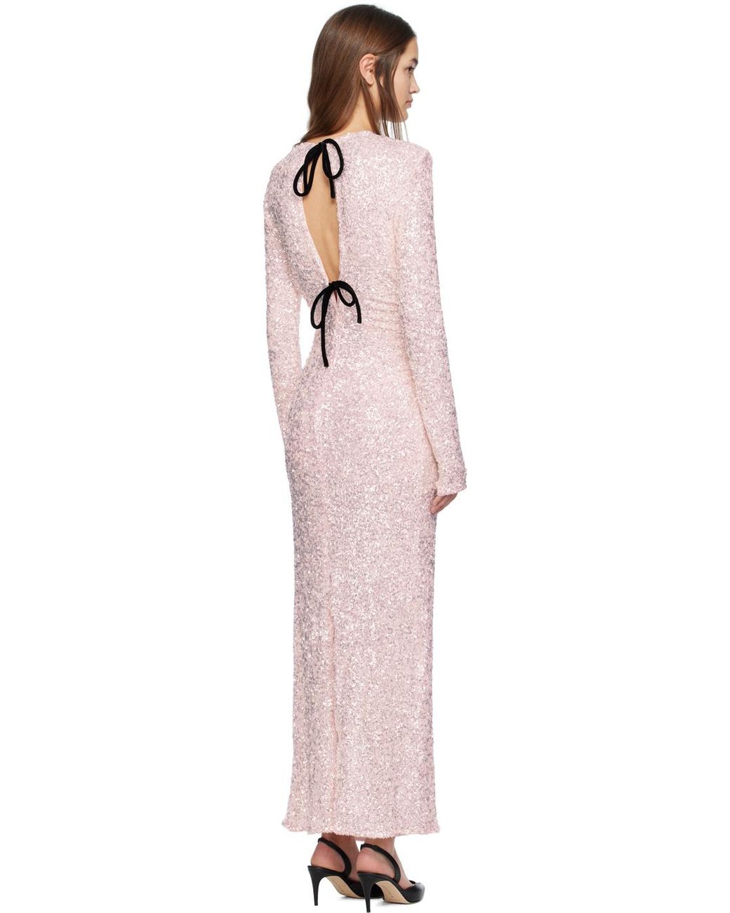 open lace back dress 3D Sequins Maxi Dress