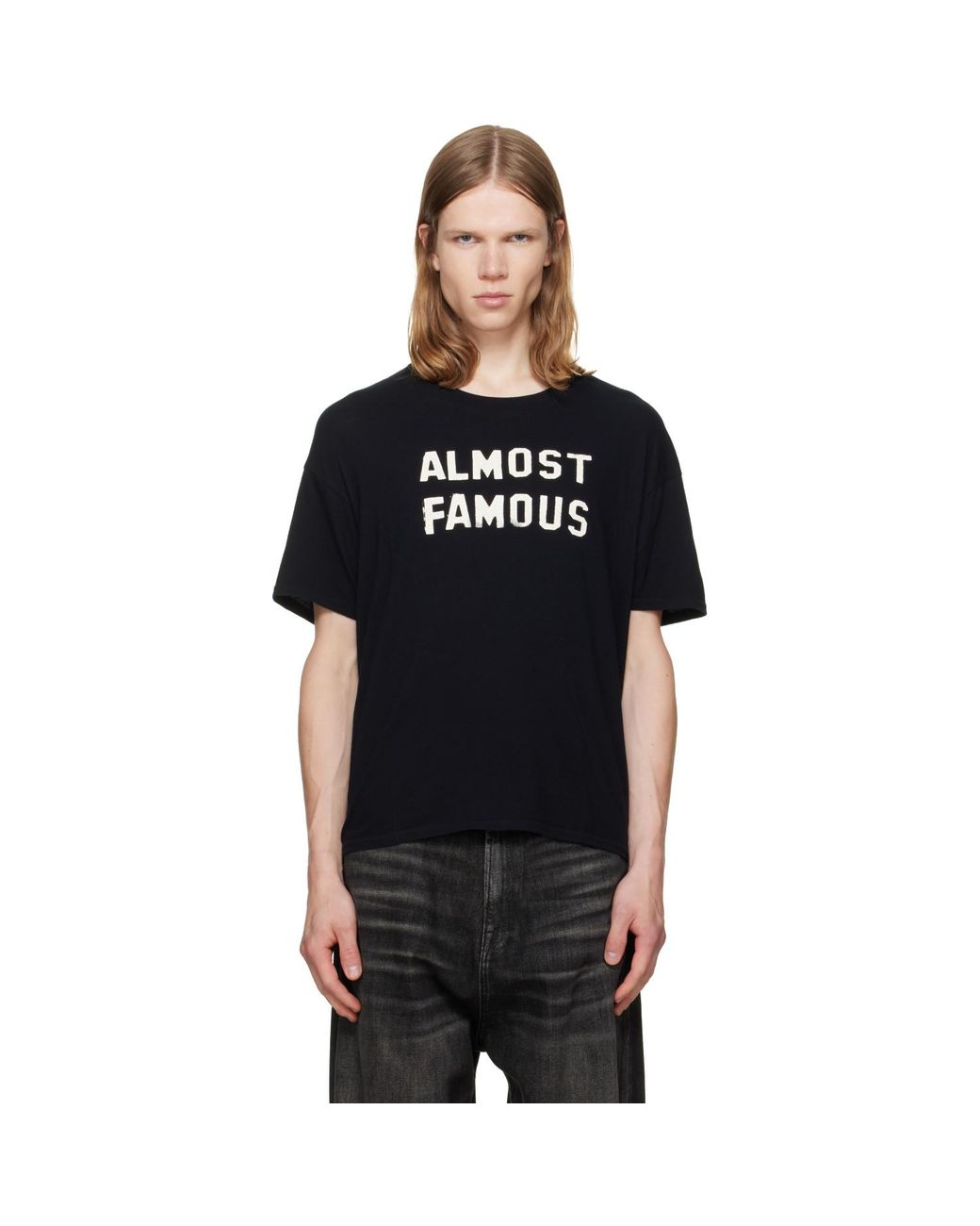R13 Black 'Almost Famous' Relaxed T-Shirt for men