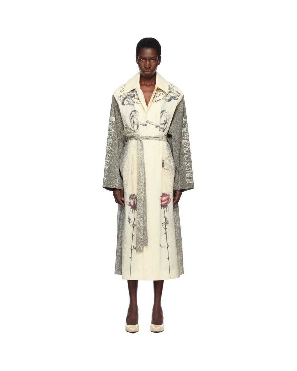 Jean Paul Gaultier Black Off- 'The Multi-Tattoo' Trench Coat