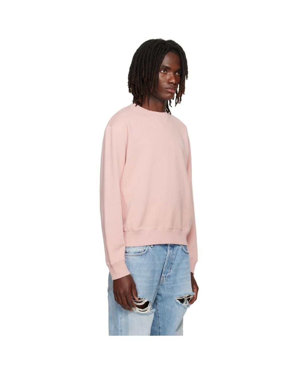 Acne Red Logo Fleece Sweatshirt for men