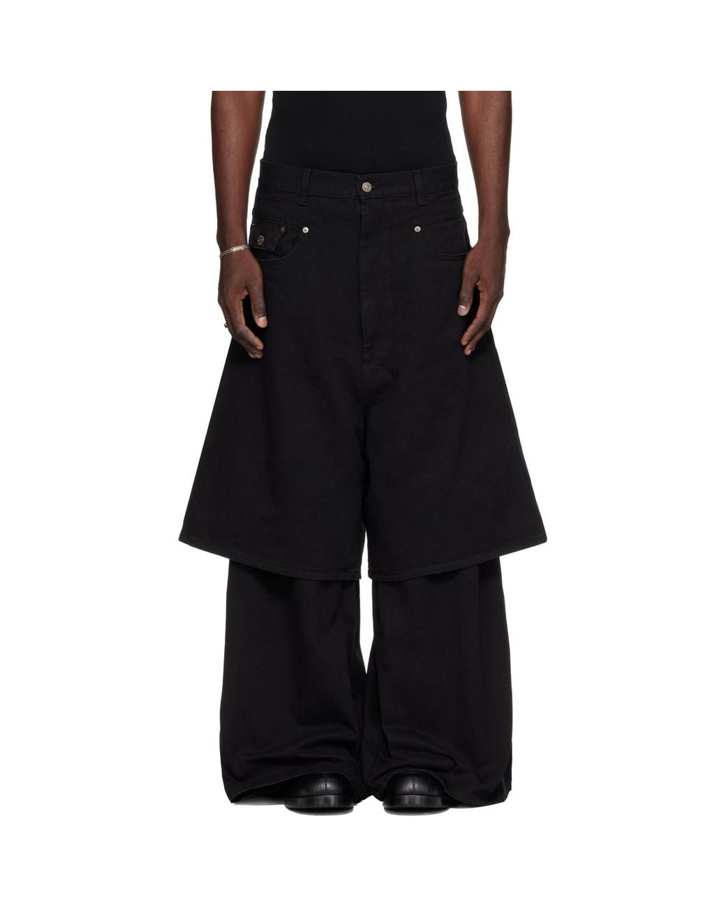 Lu'u Dan Black Double-Deck Denim Jeans for men
