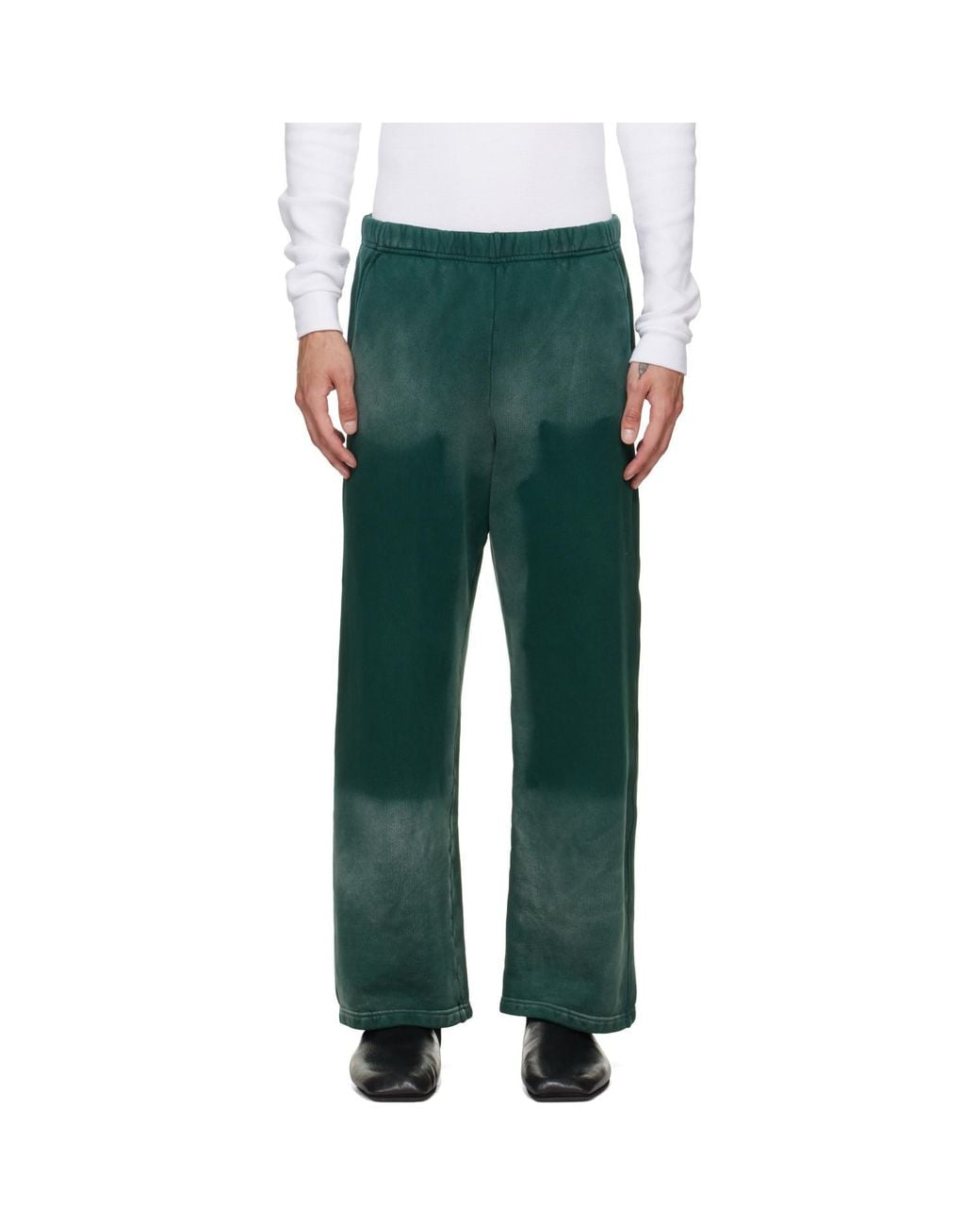 Les Tien Green Heavyweight Carpenter Workwear Sweatpants for men