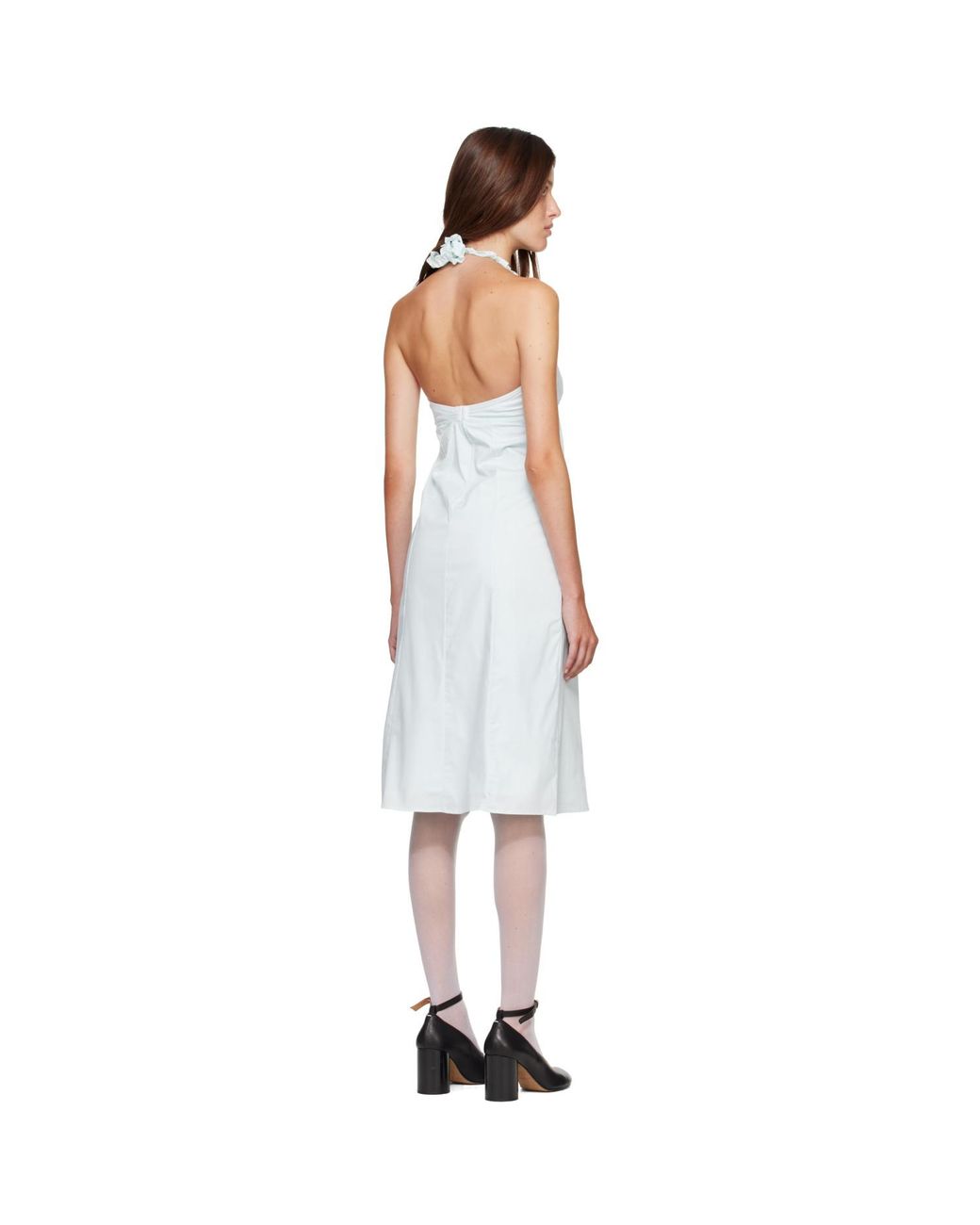 Fruity Booty White Sky Halter Midi Dress