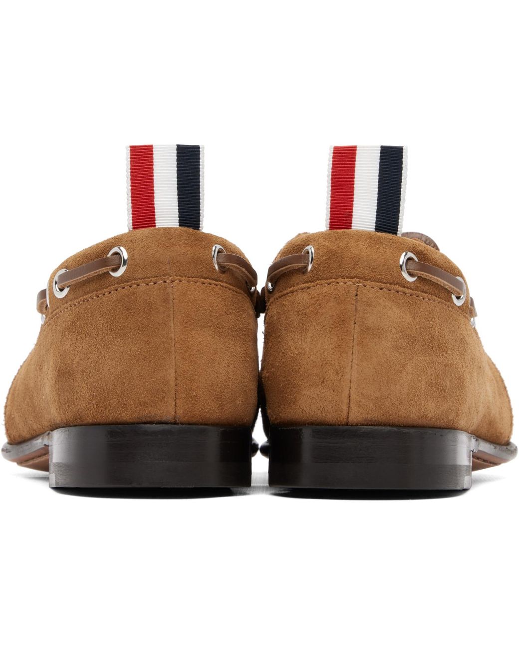 Thom Browne Brown Tan Suede Flex Leather Sole Boat Shoes