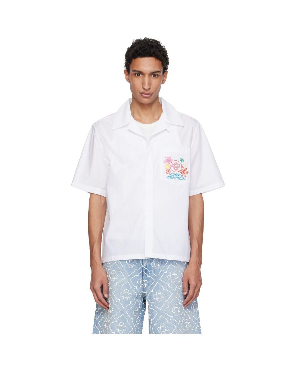 Casablanca White Collage D'Icones Graphiques Embroidered Shirt for men