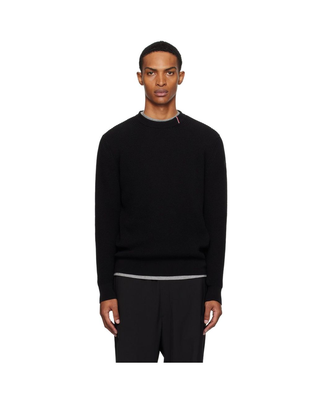 Moncler Black Crew Neck Sweater for men