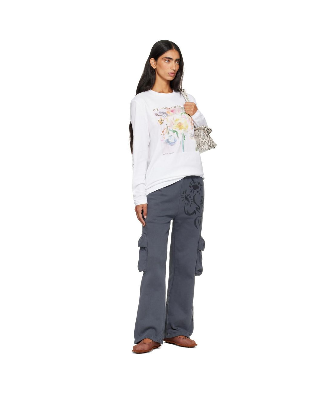Collina Strada White 'No Rain, No Flowers' Rhinestone T-Shirt