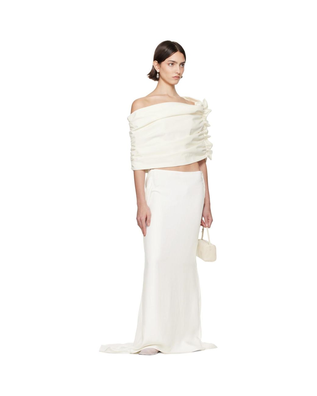 Colleen Allen White Ssense Exclusive Bridal Capsule Velvet Shawl Top