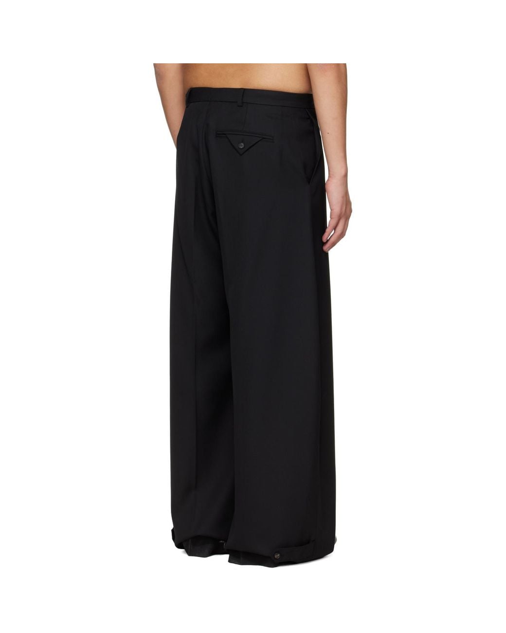 Egonlab Black Fluid Tailored Wide Leg Trousers for men
