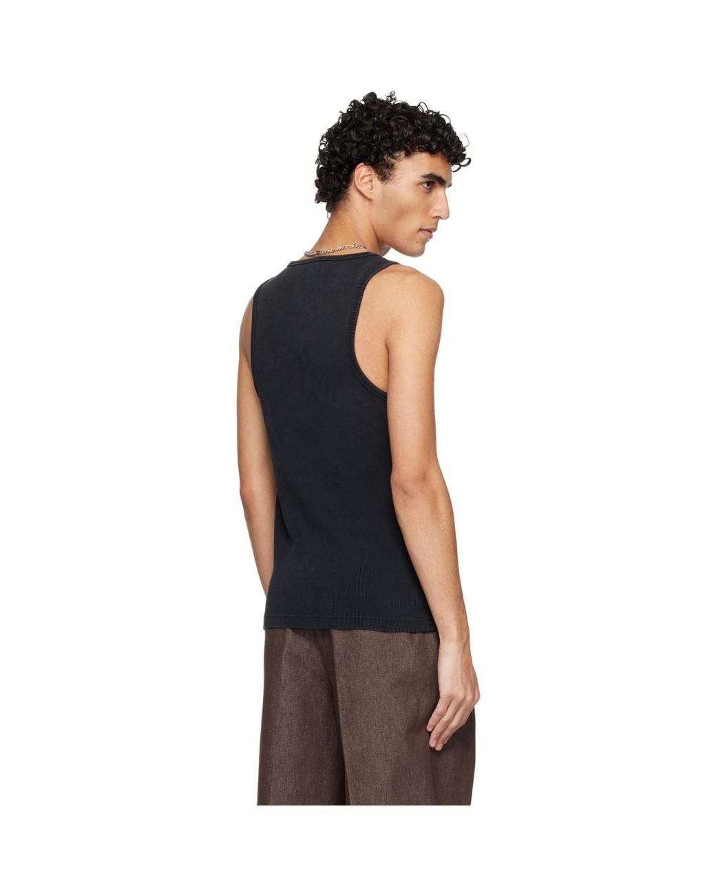 Casablanca Black Faded Ribbed Tank Top for men