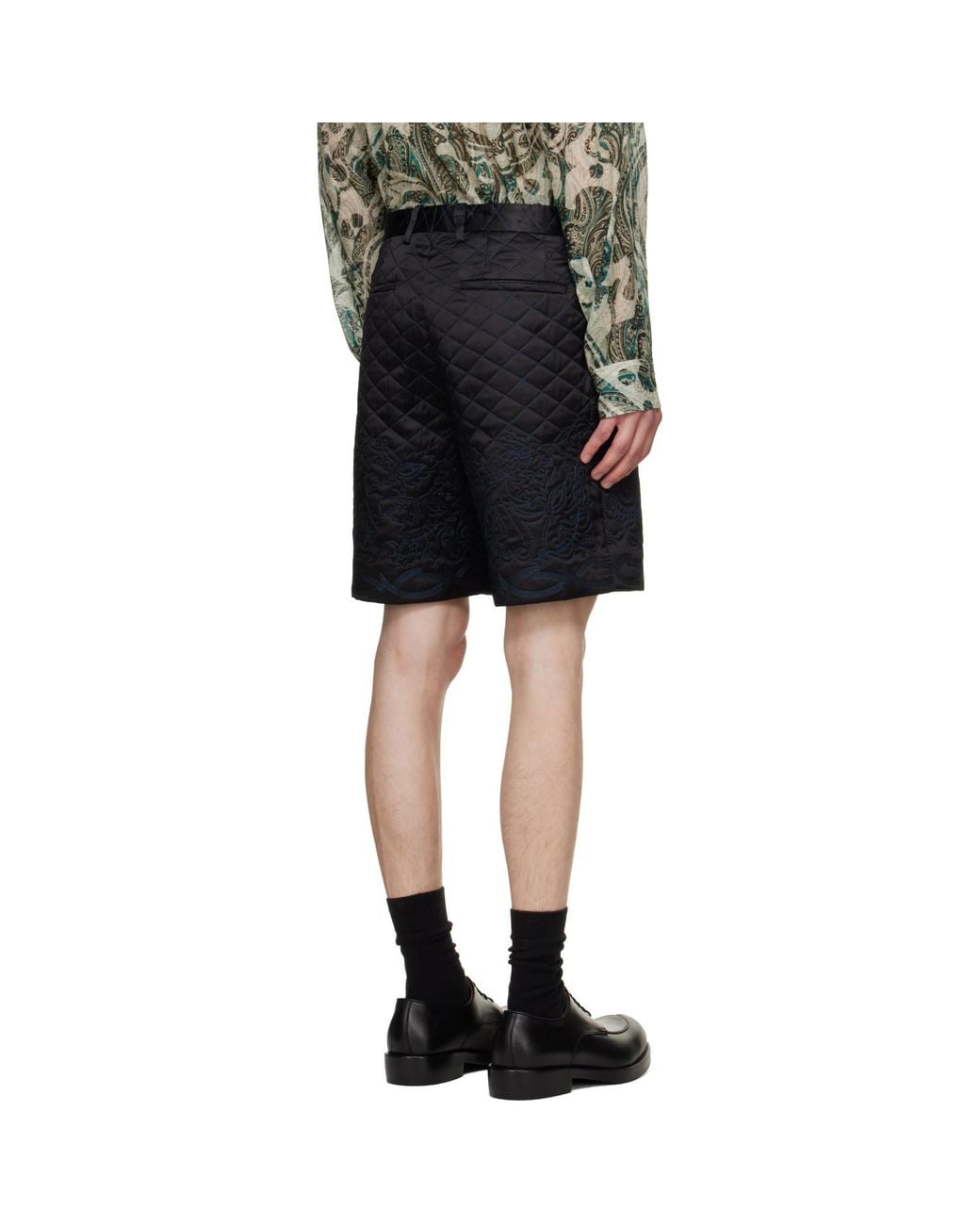 Dries Van Noten Black Ssense Exclusive Quilted Silk Shorts for men