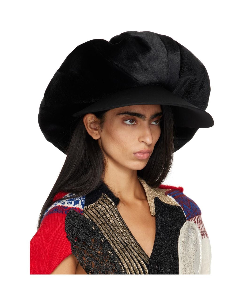 Junya Watanabe Black Faux Fur & Wool Gabardine Hat