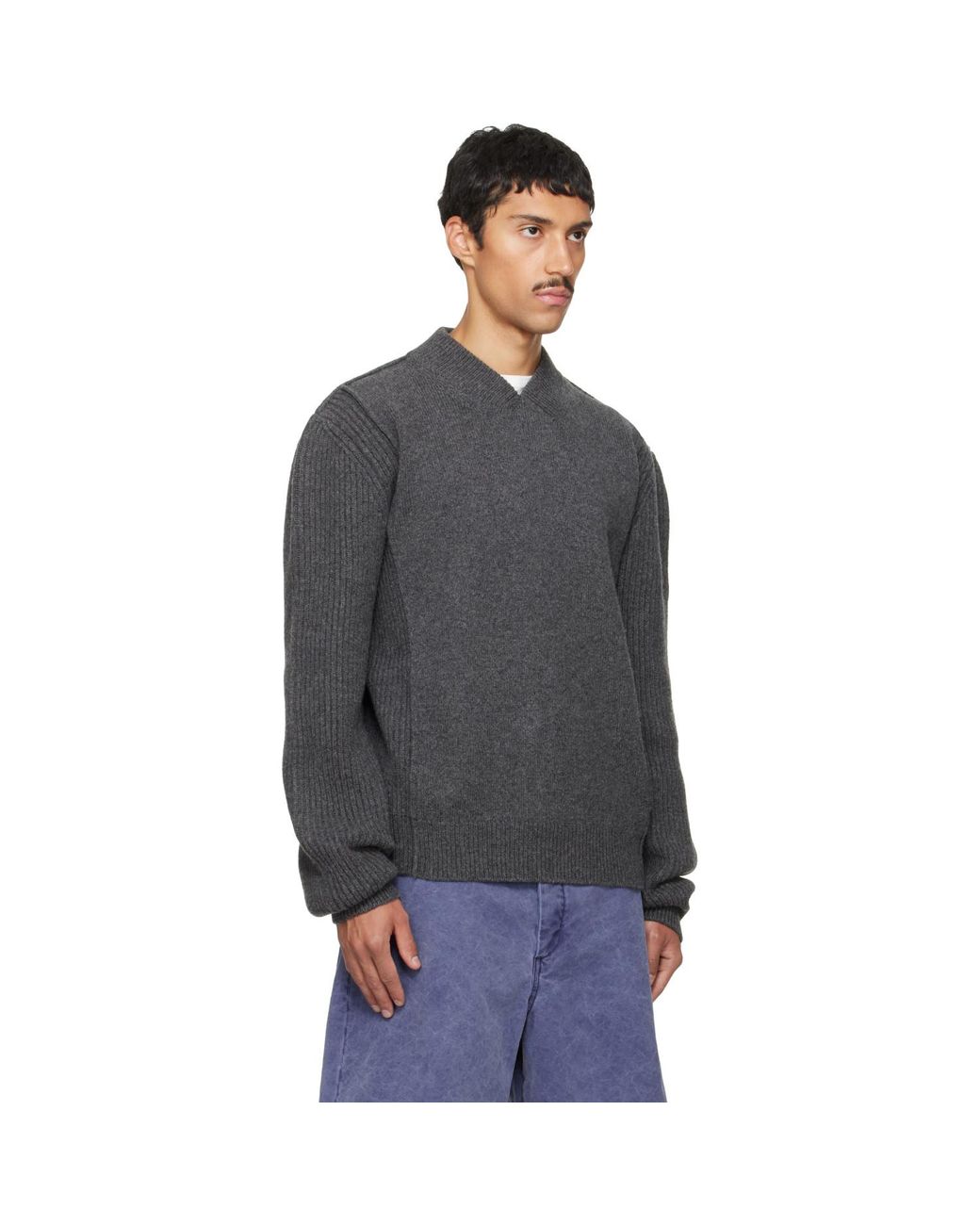 Marni Gray V Neck Sweater for men