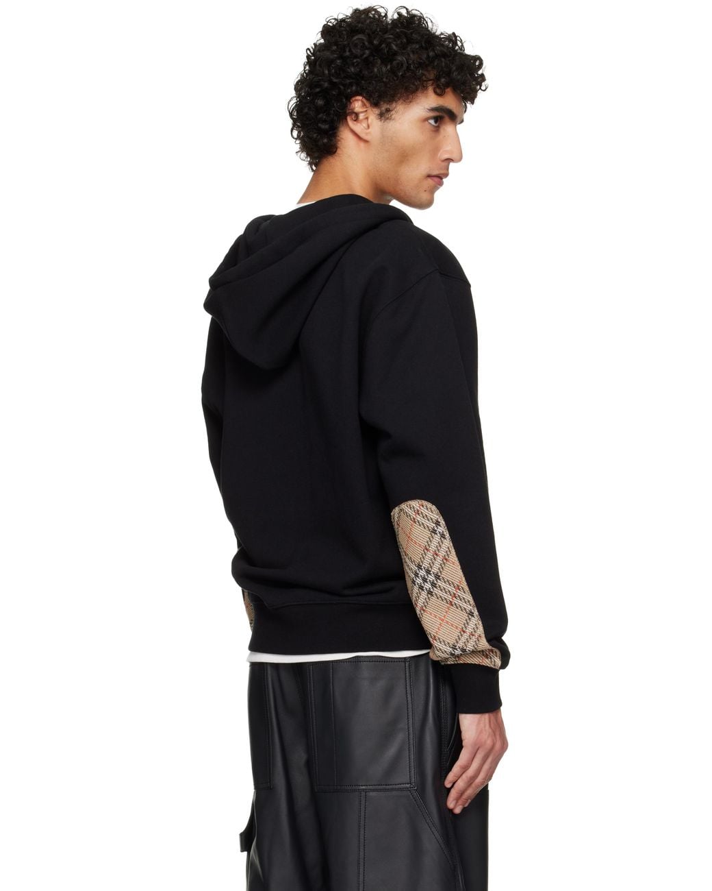 Burberry Black Rory Check Patch Hoodie for men