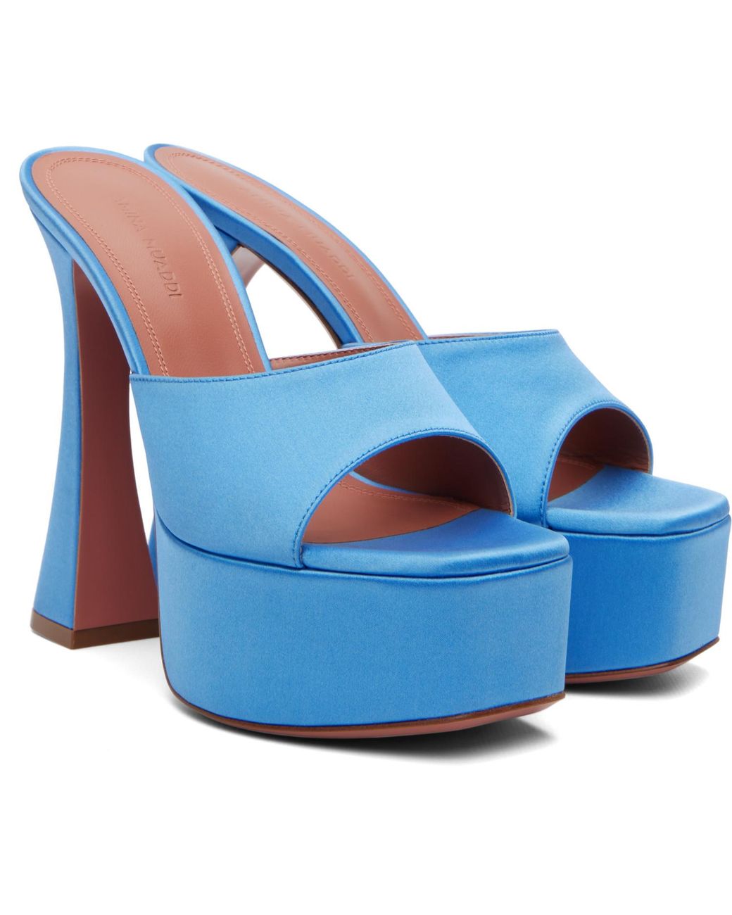 AMINA MUADDI Blue Ssense Exclusive Dalida Slipper 140 Heeled Sandals