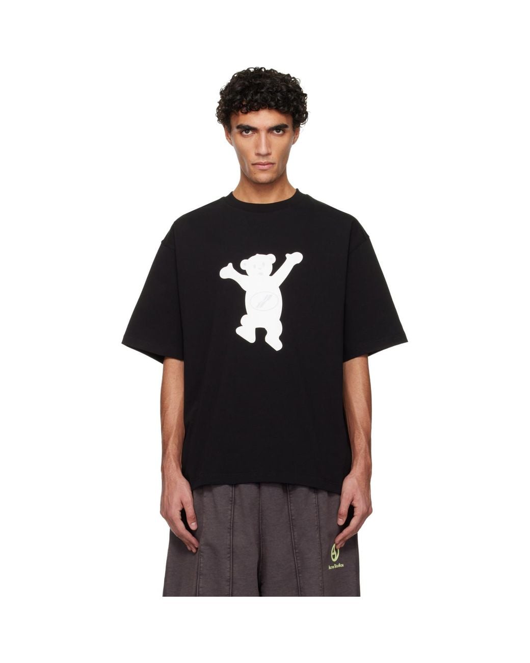 we11done Black Teddy Logo T-Shirt for men
