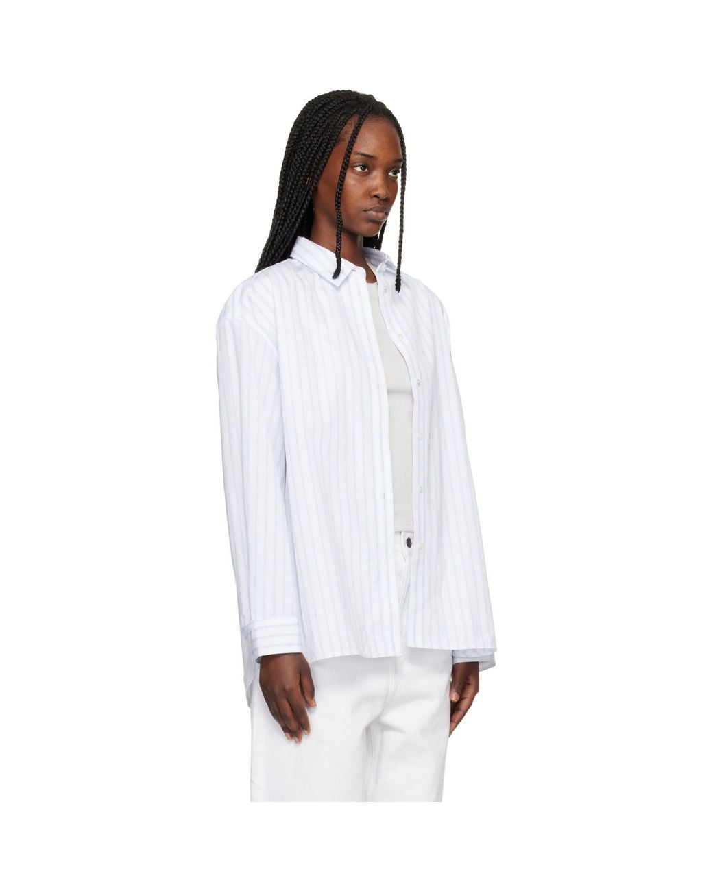 Maison Kitsuné White Striped Boyfriend Shirt