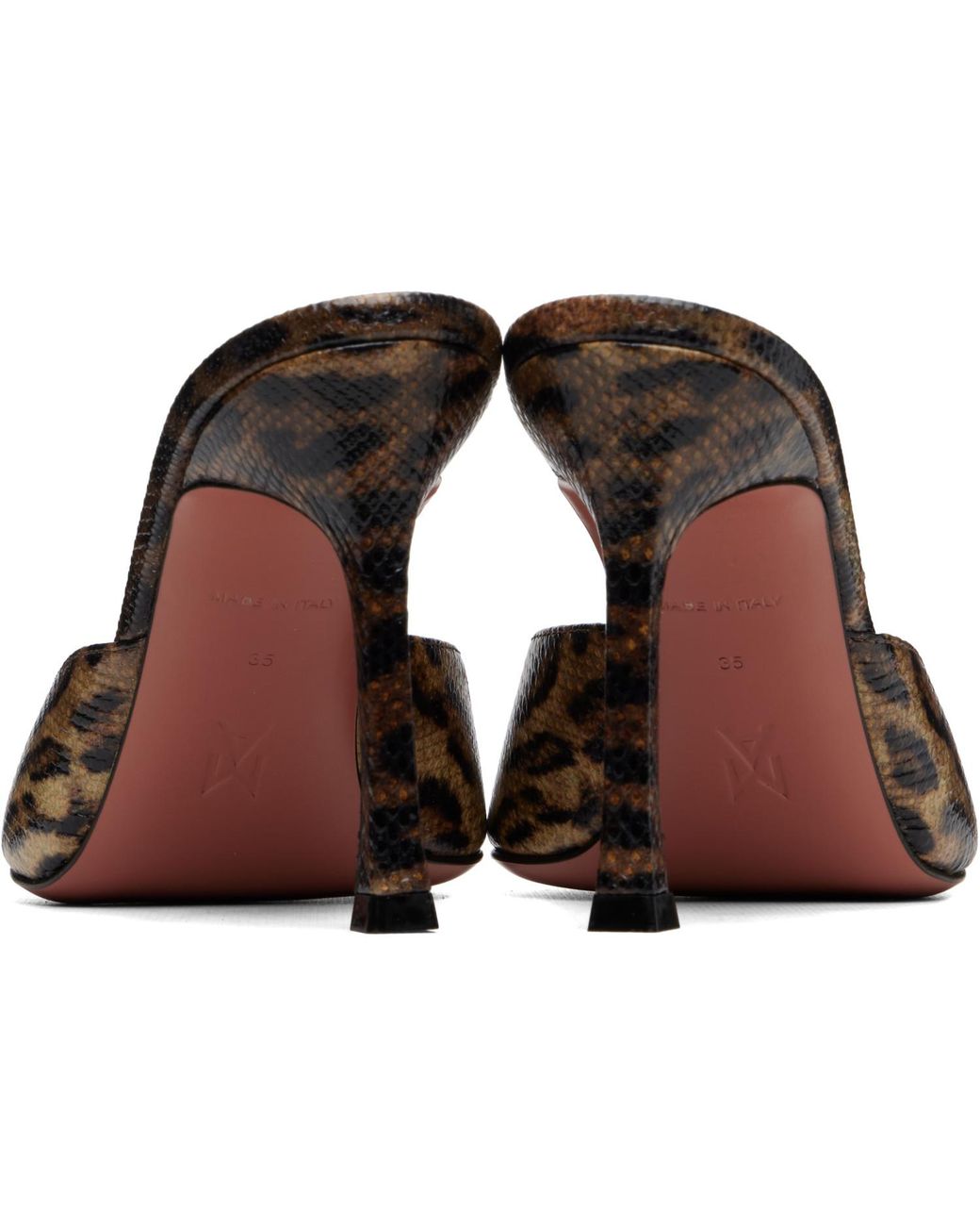 AMINA MUADDI Brown Alexa 95 Snakeskin Heeled Sandals