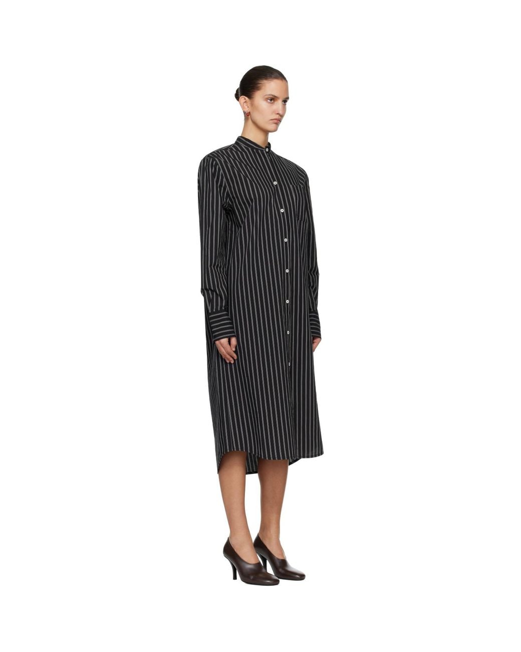 Totême Black Striped Summer Tunic Midi Dress