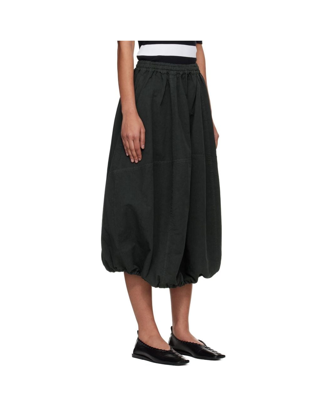 YMC Black Khaki Parachute Midi Skirt