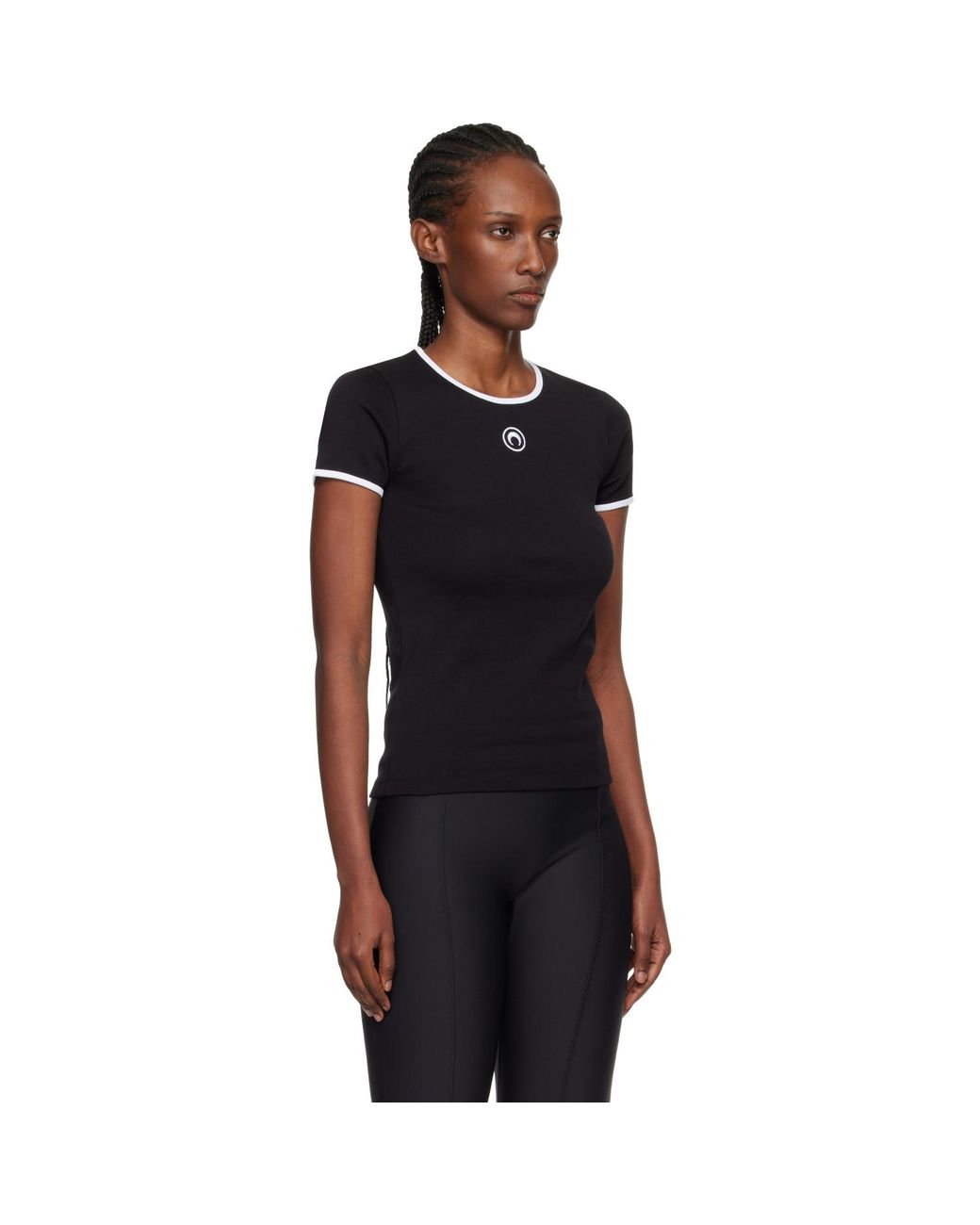 MARINE SERRE Black Moon Logo Bicolor Baby Fit T-Shirt