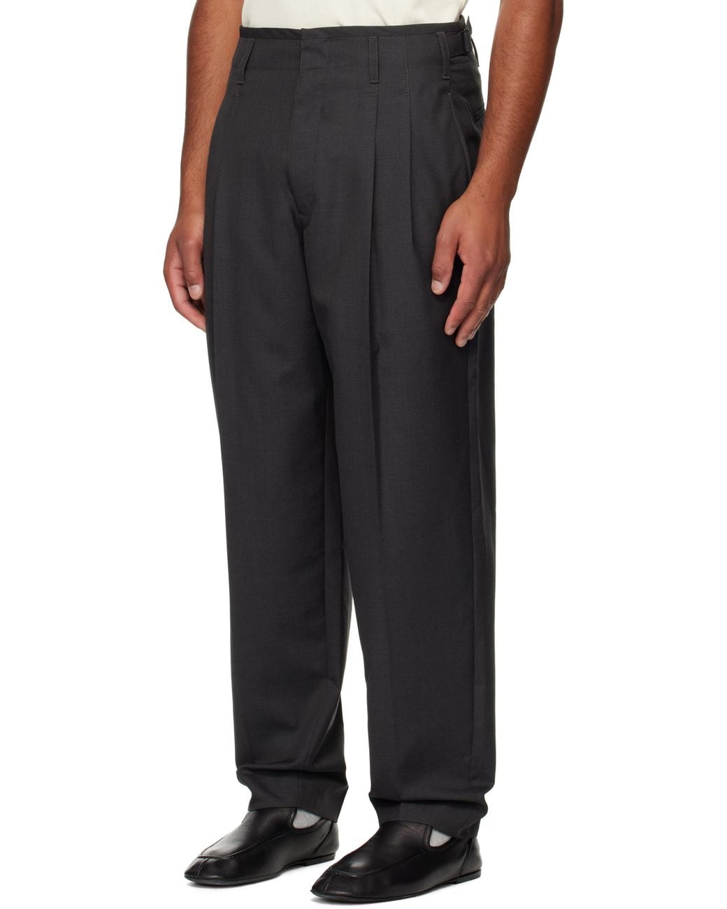 Lemaire Black Pleated Trousers for men