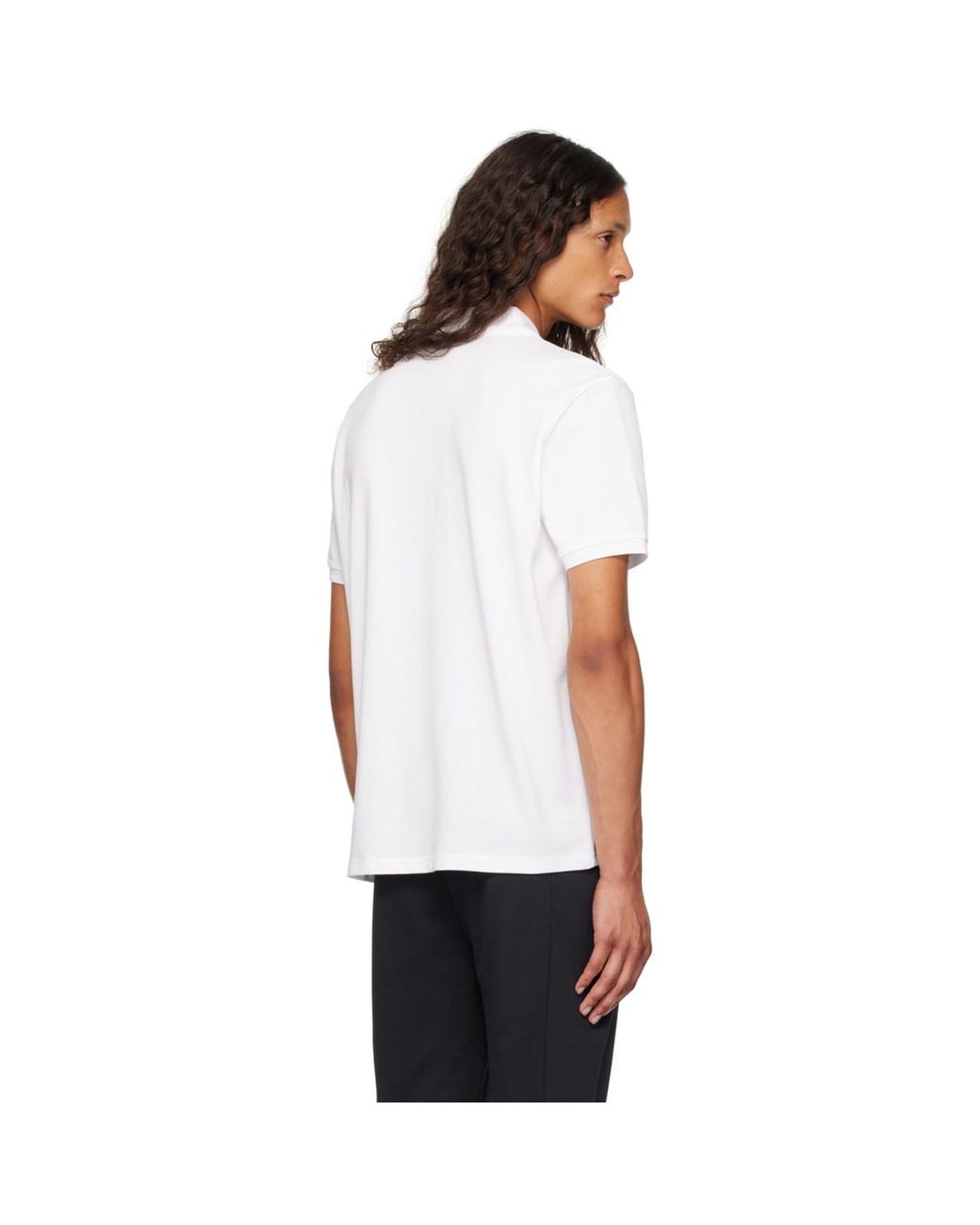 Moncler White Logo Patch Polo for men