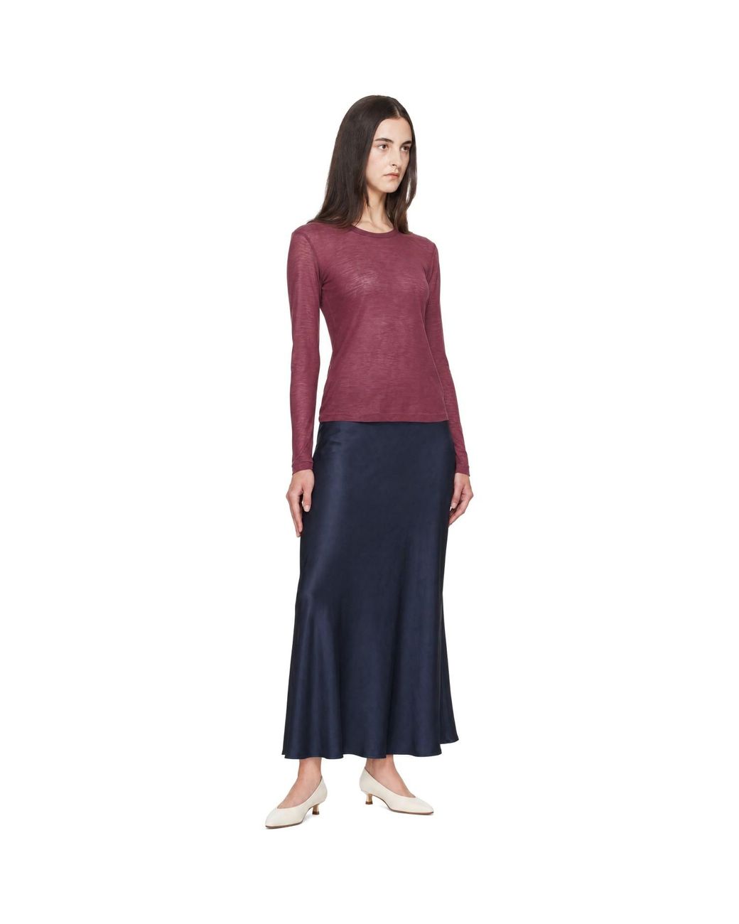Anine Bing Red Burgundy Silvie Long Sleeve T-Shirt