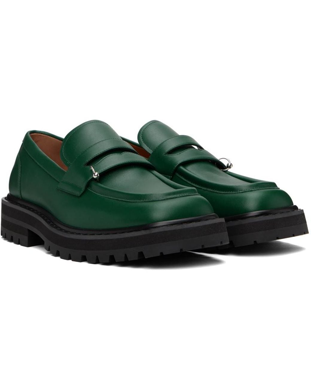 Marni Leather Piercing 2.0 Chunky Loafers in Green for Men  display picture 3