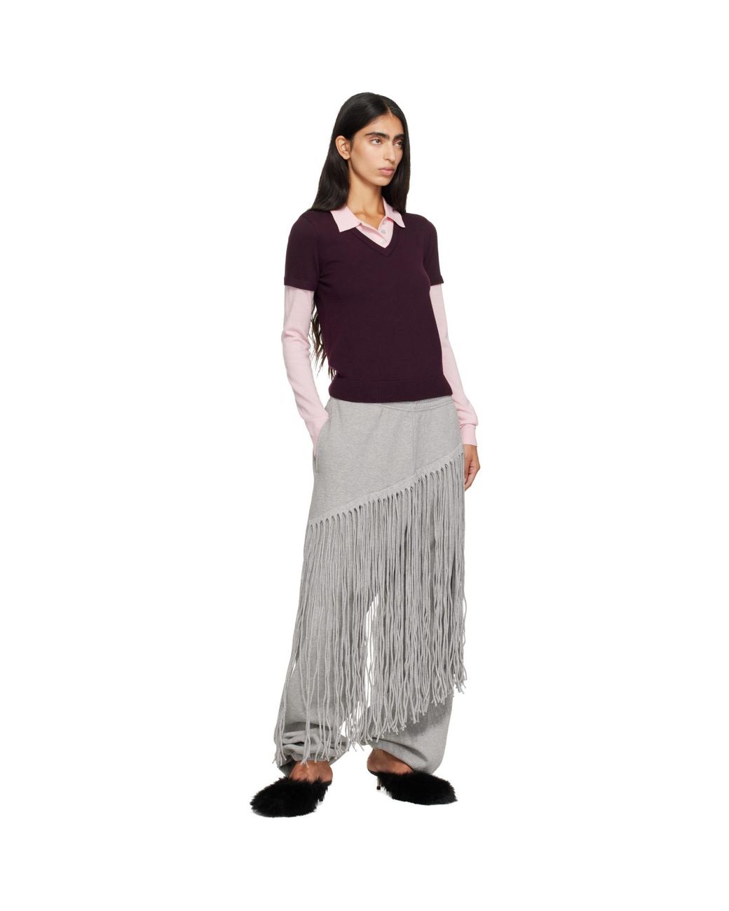 Abra Gray Frange Jogging Pants