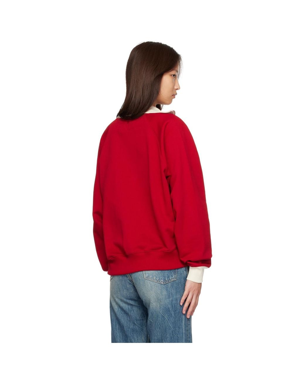AMI Red Zipped Cotton Ami De Coeur Sweatshirt