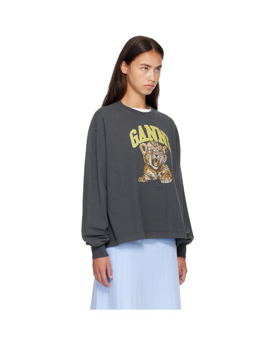 Ganni Blue Tiger Long-Sleeve T-Shirt