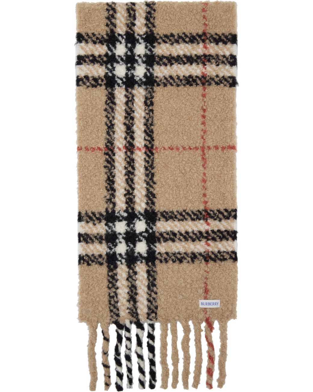 Burberry Black Check Alpaca Wool Blend Bouclé Scarf