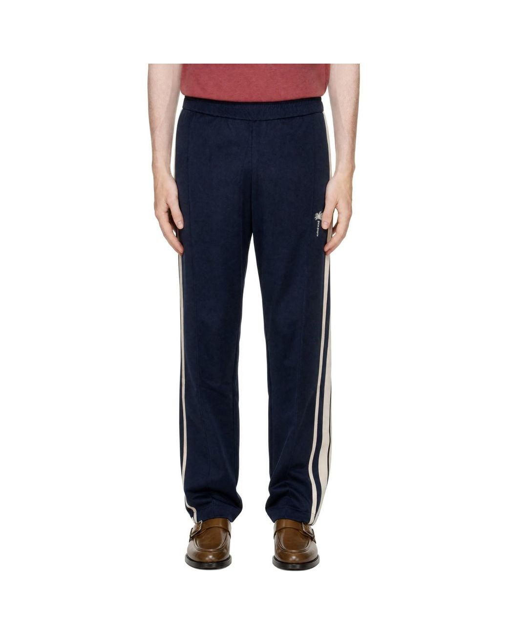 Palm Angels Blue Palm Tree Striped Track Pants for men
