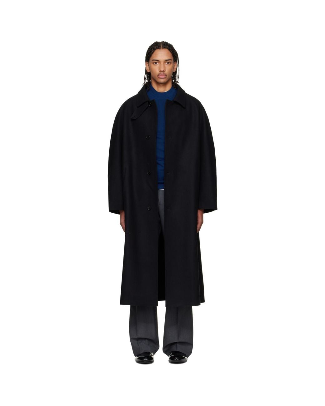Jil Sander Black Felt Wool Coat for men