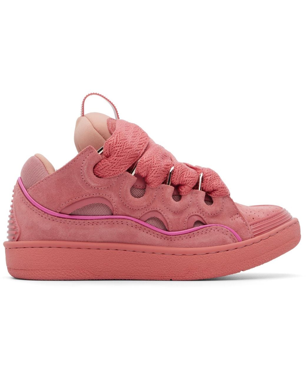 Lanvin Pink Monochrome Suede Curb Sneakers for men