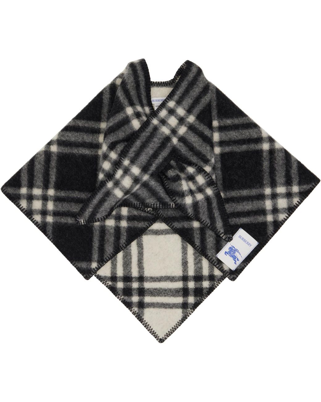 Burberry Black Check Wool Capelet Scarf