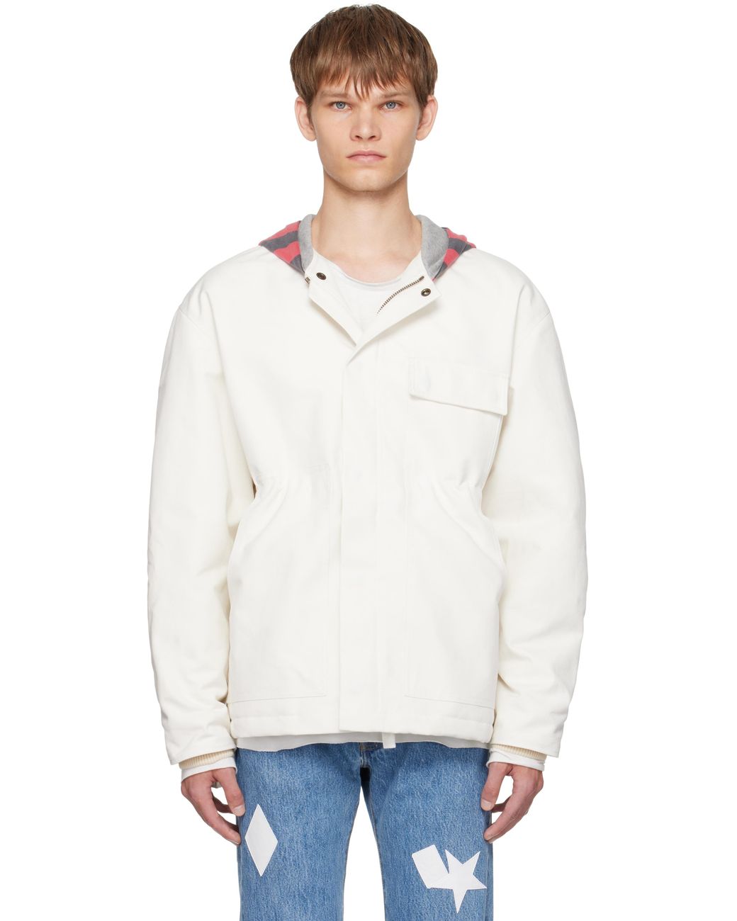 STEFAN COOKE Off- Rugby Hood Work Jacket in White for Men | Lyst