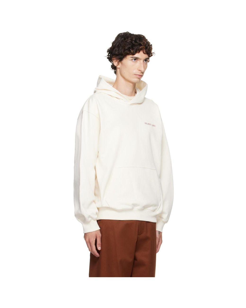 Helmut Lang White Off- Logo Hoodie for men