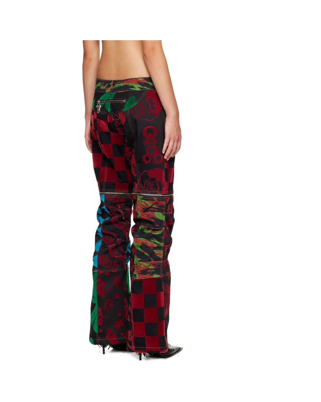 Chopova Lowena Red Patchwork Bevo Jeans